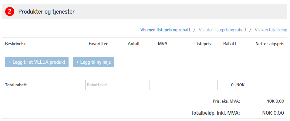 Velg produkter